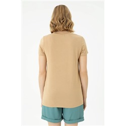 Kadın Camel Basic Tişört