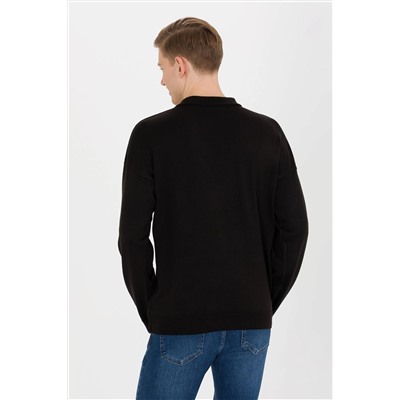 Erkek Siyah Polo Yaka Triko Kazak