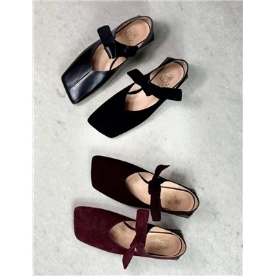 Балетки черная замша