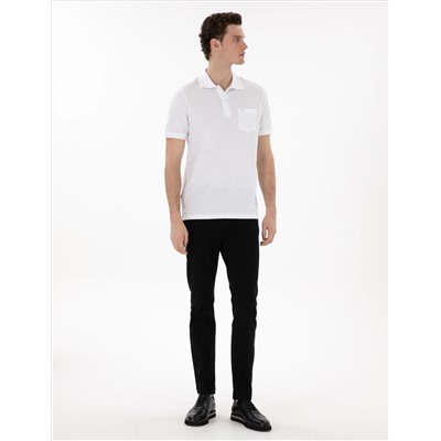 Beyaz Regular Fit %100 Pamuk Polo Yaka Basic Tişört