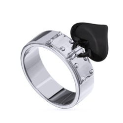 Кольцо Сердцебиение (1, 2см, эмаль черная; покрытие родий), Есть комплект