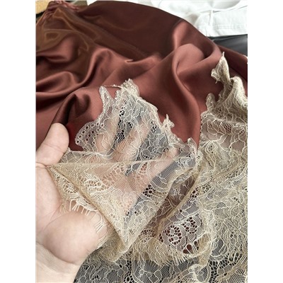 Женская атласная юбка миди с кружевом ЗАР*А