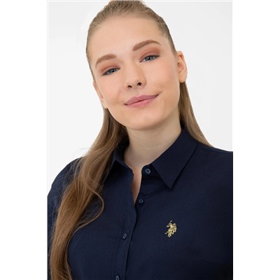 Kadın Lacivert Uzun Kollu Basic Gömlek