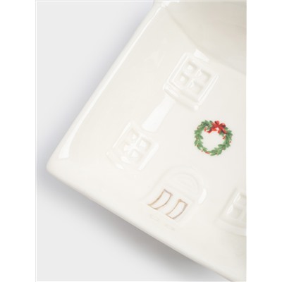 Пиала, 15x12x4 см, фарфор P, белая, Дом с венком, Townlet