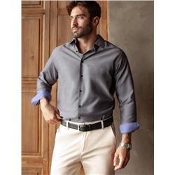 Рубашка мужская с контрастными внутренними элементами из фактурного хлопка с ПЭ