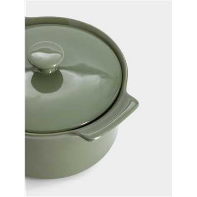 Кастрюля, 1,3 л, с крышкой, фарфор P, серо-зеленая, Indulgence