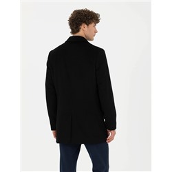 Siyah Ex. Slim Fit Kaşe Kaban