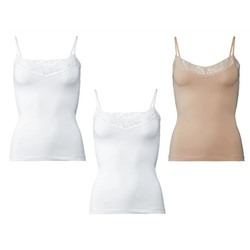 ESMARA® Lingerie ESMARA® Spaghettiträgerhemden Damen, 3 Stück, mit Bio-Baumwolle und Elasthan