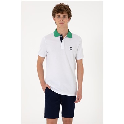 Erkek Regular Fit Polo Yaka Beyaz Tişört