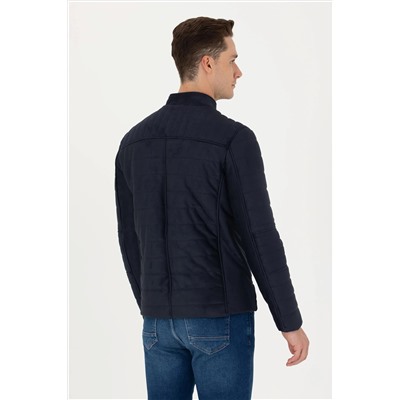 Erkek Lacivert Deri Ceket