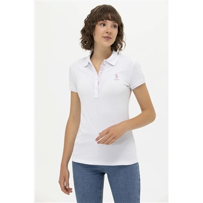 Kadın Beyaz Basic Polo Yaka Tişört