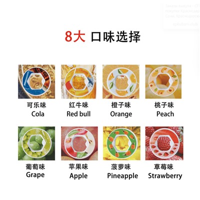 Бутылка для воды с насадками разных вкусов. 8 вкусов