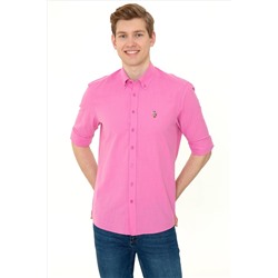 Erkek Pembe Uzun Kollu Basic Gömlek