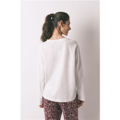 Camiseta manga larga 100% algodón blanca