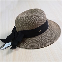Cоломенная плетеная шляпа с закругленным краем из ленты и бантом для защиты от солнца