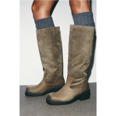 CONTRAST LEATHER BOOTS