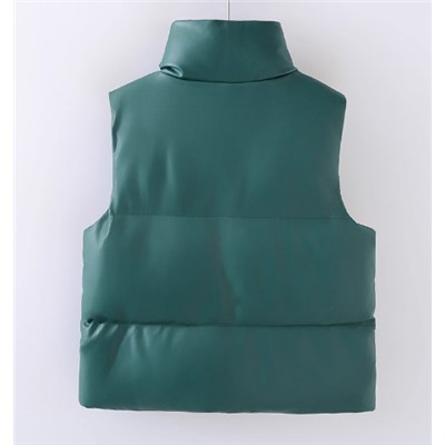 Женский жилет из искусственной кожи