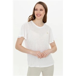 Kadın Beyaz Bisiklet Yaka Tişört