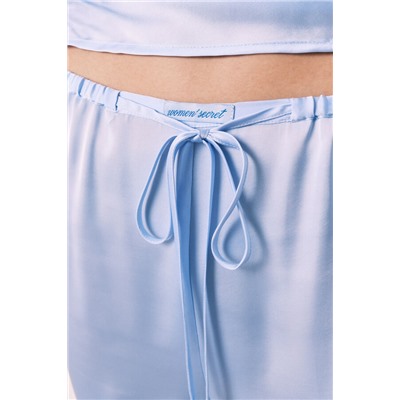 Pijama largo satén azul