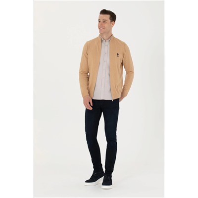 Erkek Kum Melanj Basic Triko Hırka