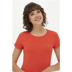 Kadın Kırmızı Bisiklet Yaka Tişört