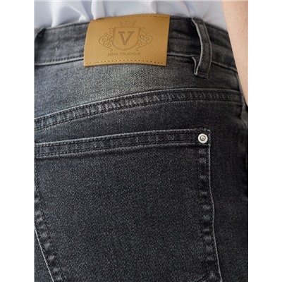 Джинсы классические с декоративной стиркой из эластичного денима