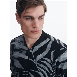 Bomber-Sweatshirt mit Pflanzenmotiv