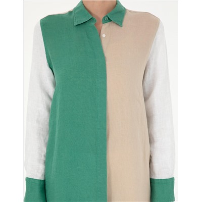 Yeşil Keten Comfort Fit Tunik