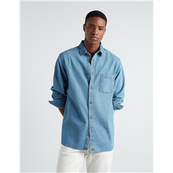 Pocket Denim Shirt, Men, Blue