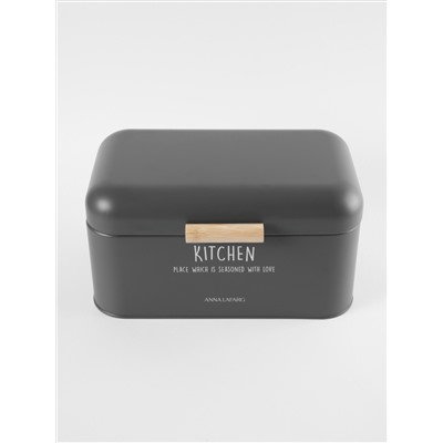 Хлебница, 30х17х18 см, металл/дерево, прямоугольная, графитовая, Local