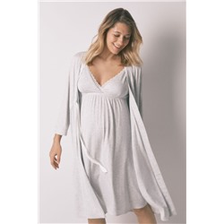 Bata "maternity" cinturón gris