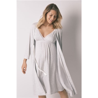 Bata "maternity" cinturón gris