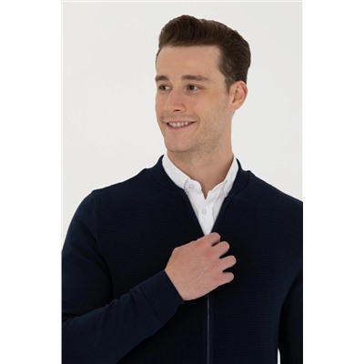 Erkek Lacivert Basic Triko Hırka