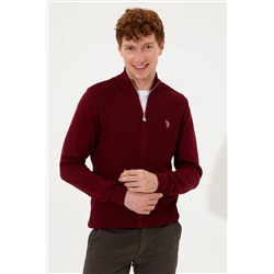 Erkek Bordo Basic Triko Hırka