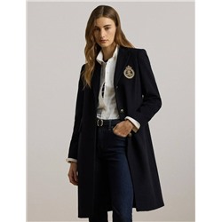 Женское шерстяное полупальто Ralp*h Laure*n средней длины, с нашивками и вышивкой