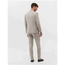 Bej Çizgili Ekstra Slim Fit Takım Elbise
