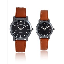 HIS AND HERS BROWN STRAP WATCH SET