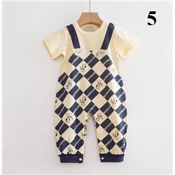 Милый комбинезон с короткими рукавами для мальчиков и девочек из чистого хлопка