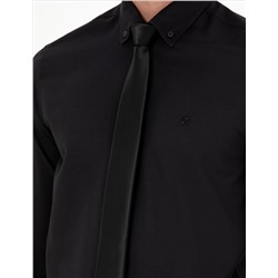 Siyah Slim Fit Uzun Kollu Gömlek