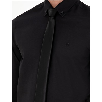 Siyah Slim Fit Uzun Kollu Gömlek