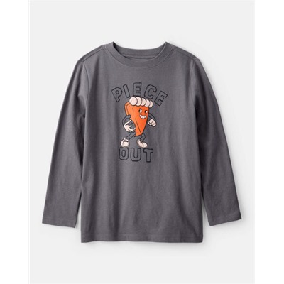 Boys Thanksgiving Pie Long-Sleeve Graphic Tee - Grey