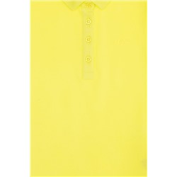 Kız Çocuk Neon Sarı Basic Polo Yaka Tişört