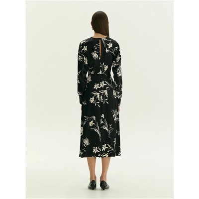 Платье приталенного кроя с цветочным принтом из 100% вискозы, PL1647/paluma