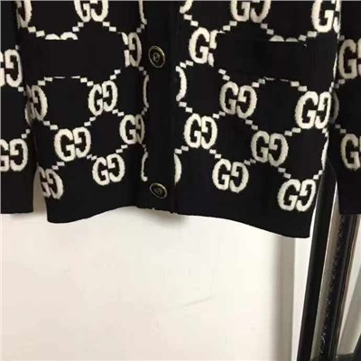 Женский жаккардовый однобортный кардиган с двойной буквой G  GUCC*I
