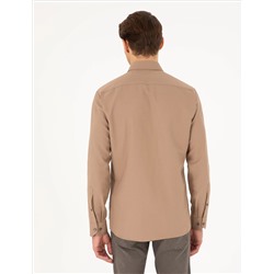 Açık Kahverengi Slim Fit Uzun Kollu Gömlek