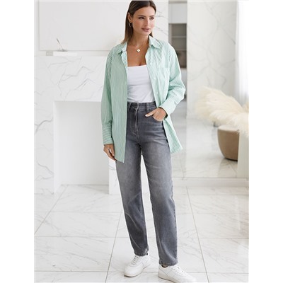 Джинсы мом фит из эластичного денима средней плотности