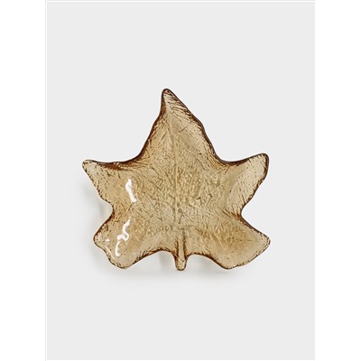 Блюдо, 22х23 см, стекло, янтарное, Кленовый лист, Autumn forest