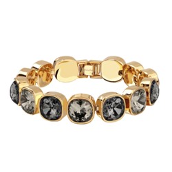 Браслет Триумф (кристаллы SW серые, темно-серые 10мм; покрытие золото) 17-20см, Есть комплект