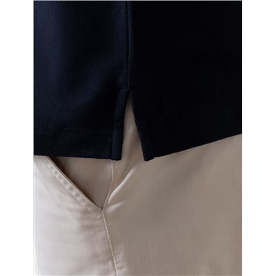 Футболка поло с плетеным воротником на пуговицах из эластичного хлопка