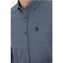 Erkek İndigo Uzun Kollu Basic Gömlek